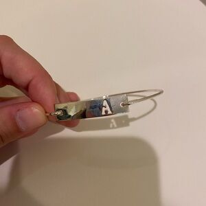 Silver Initial "A" Bangle Bracelet - Personalized Monogram Jewelry